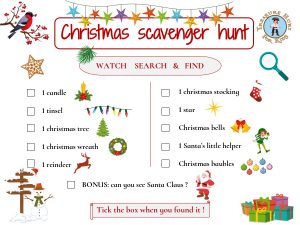 Christmas scavenger hunt for kids to print for free - Party Games 4 Kids